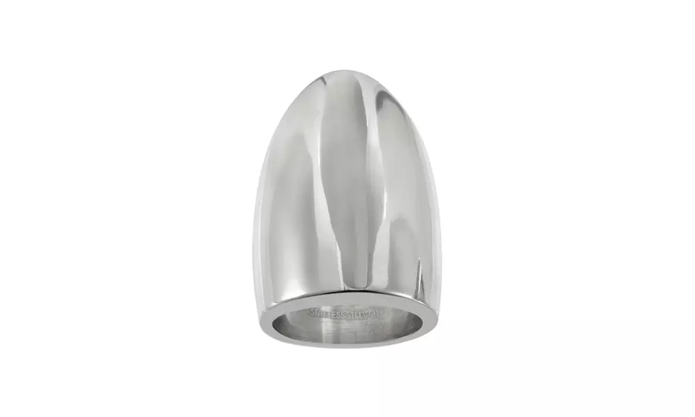 Stainless Steel Large Oval Concave Ring - Primary Image