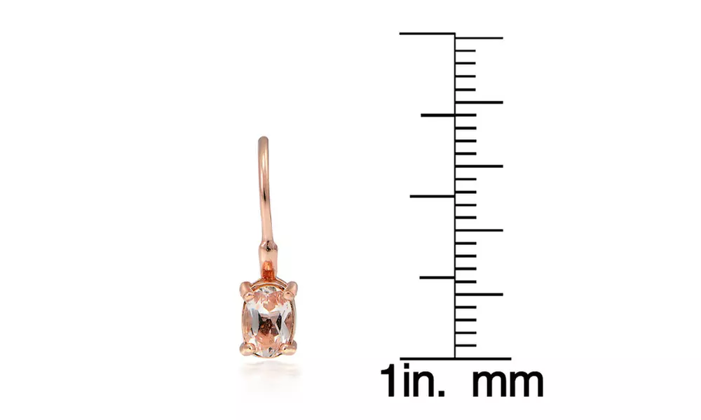 18K Rose Gold over Sterling Silver Morganite Oval Leverback Earrings