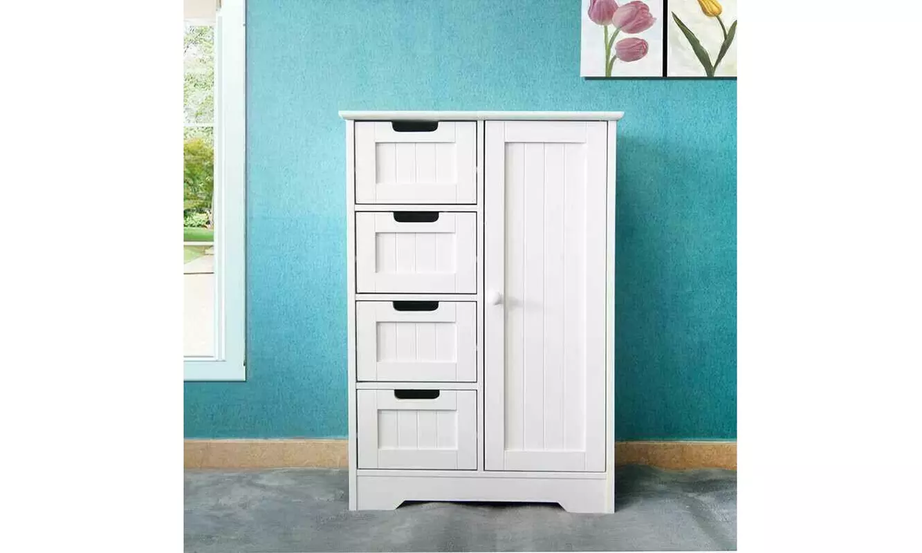 4 Drawer Dresser Shelf Cabinet Storage Home Bedroom Furniture White - Primary Image