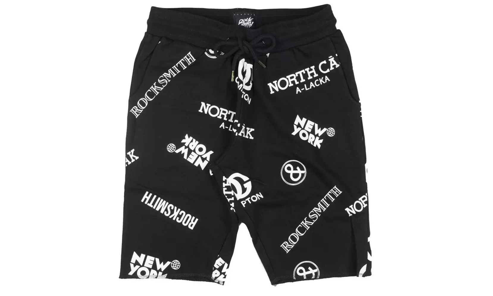 RockSmith NYC Men's Scenario Graphic Printed Cotton Shorts RS-002464 Black White - Primary Image
