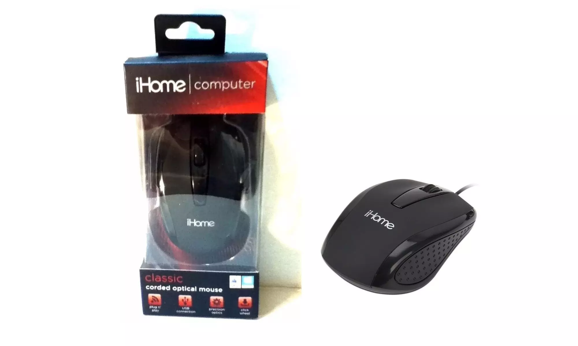 iHome Computer Classic Corded Optical Mouse, Black - Second Medium