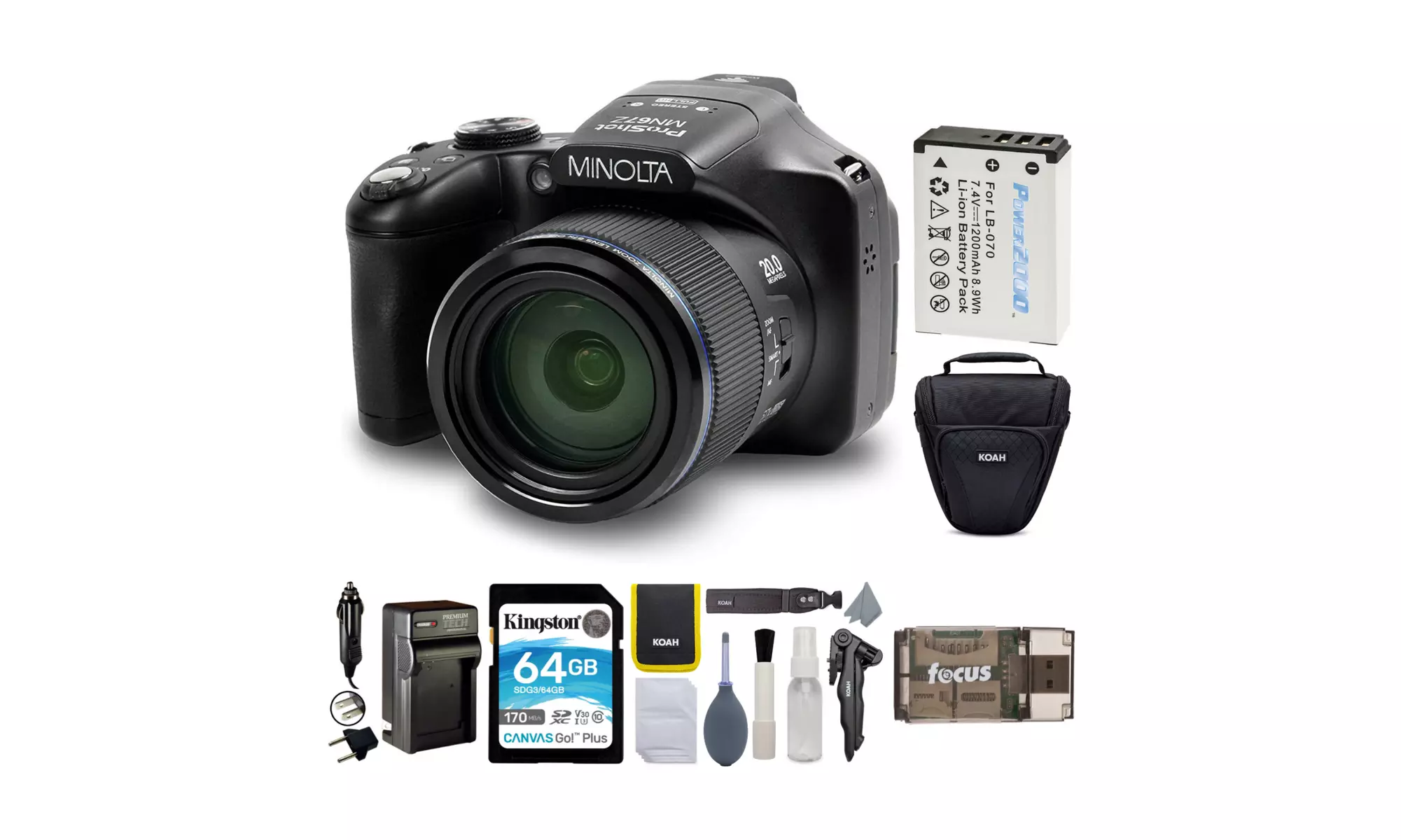 Minolta MN67Z 20 MP Full HD Bridge Digital Camera with 67x Optical Zoom Bundle - Second Medium