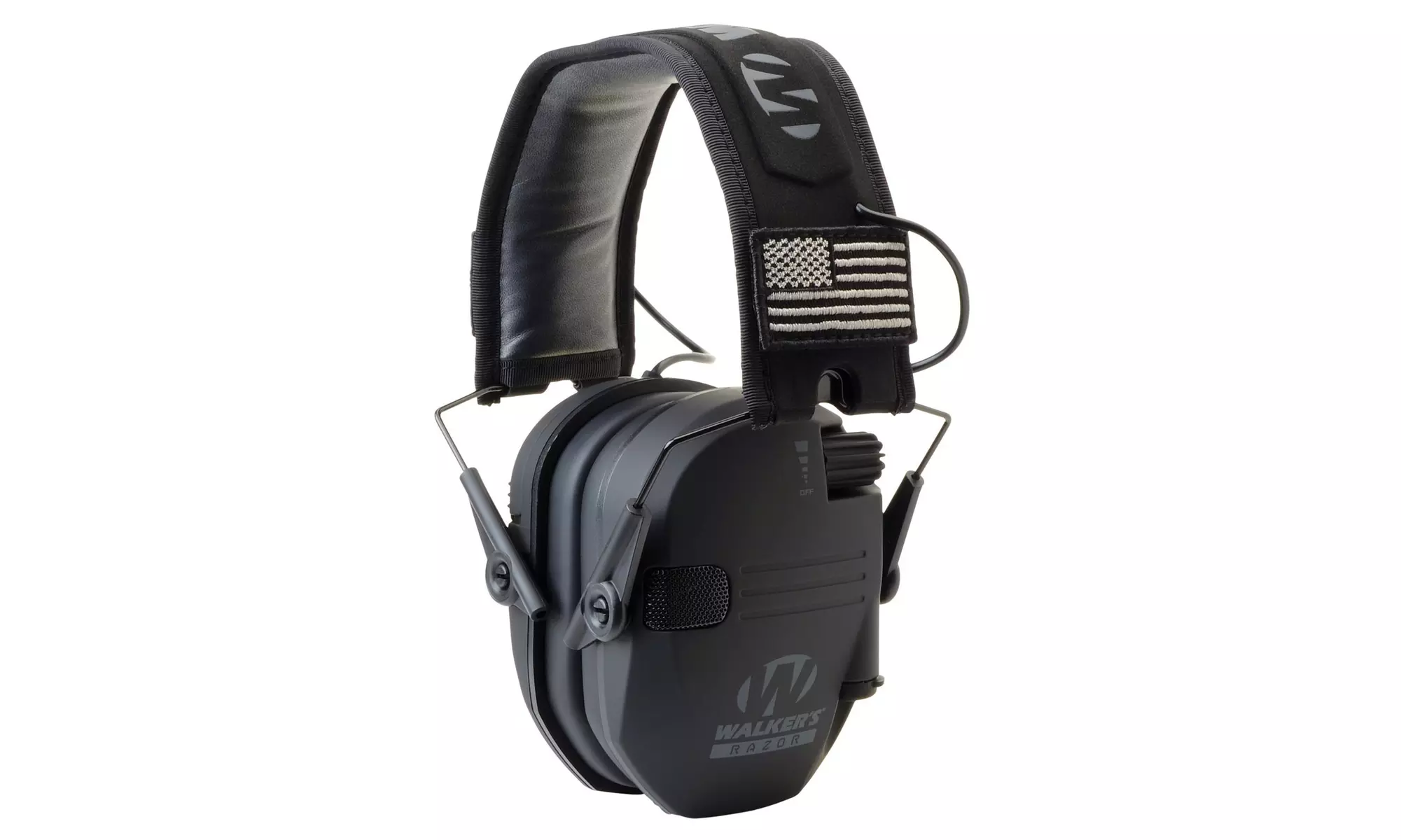 Walkers Razor Slim Electronic Shooting Muffs 3-Pack, Black America Patch - Second Medium