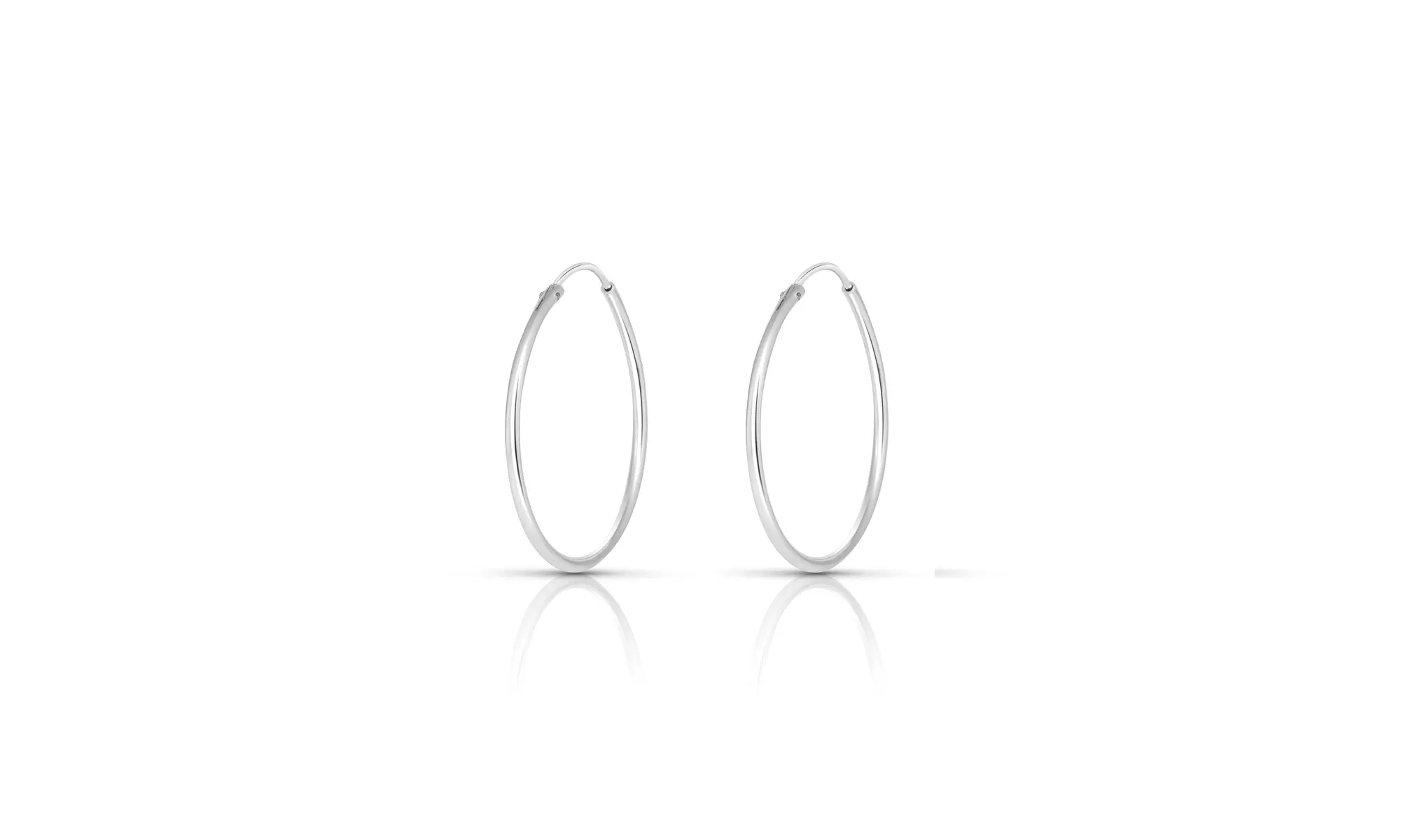 Sleek Endless Hoop Earrings in Solid Sterling Silver 