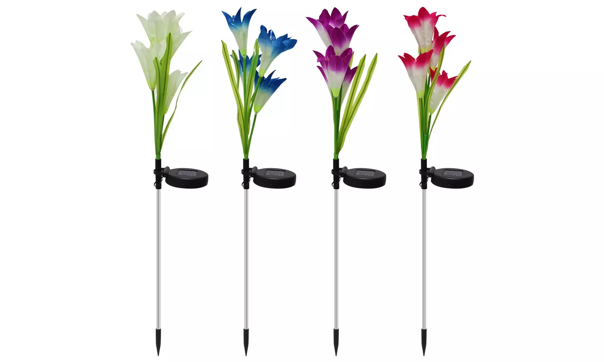 Outdoor Solar Garden Stake Lights Solar Powered Lights Lily Flower (4 Pack) - Second Medium