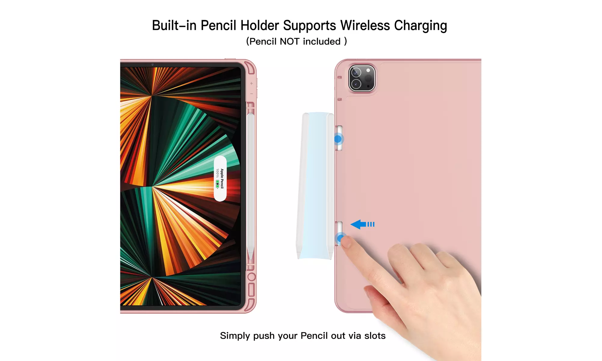 iPad Pro 12.9'' (2022/2021) Case with Pencil Holder, Support 2nd Pencil Charging