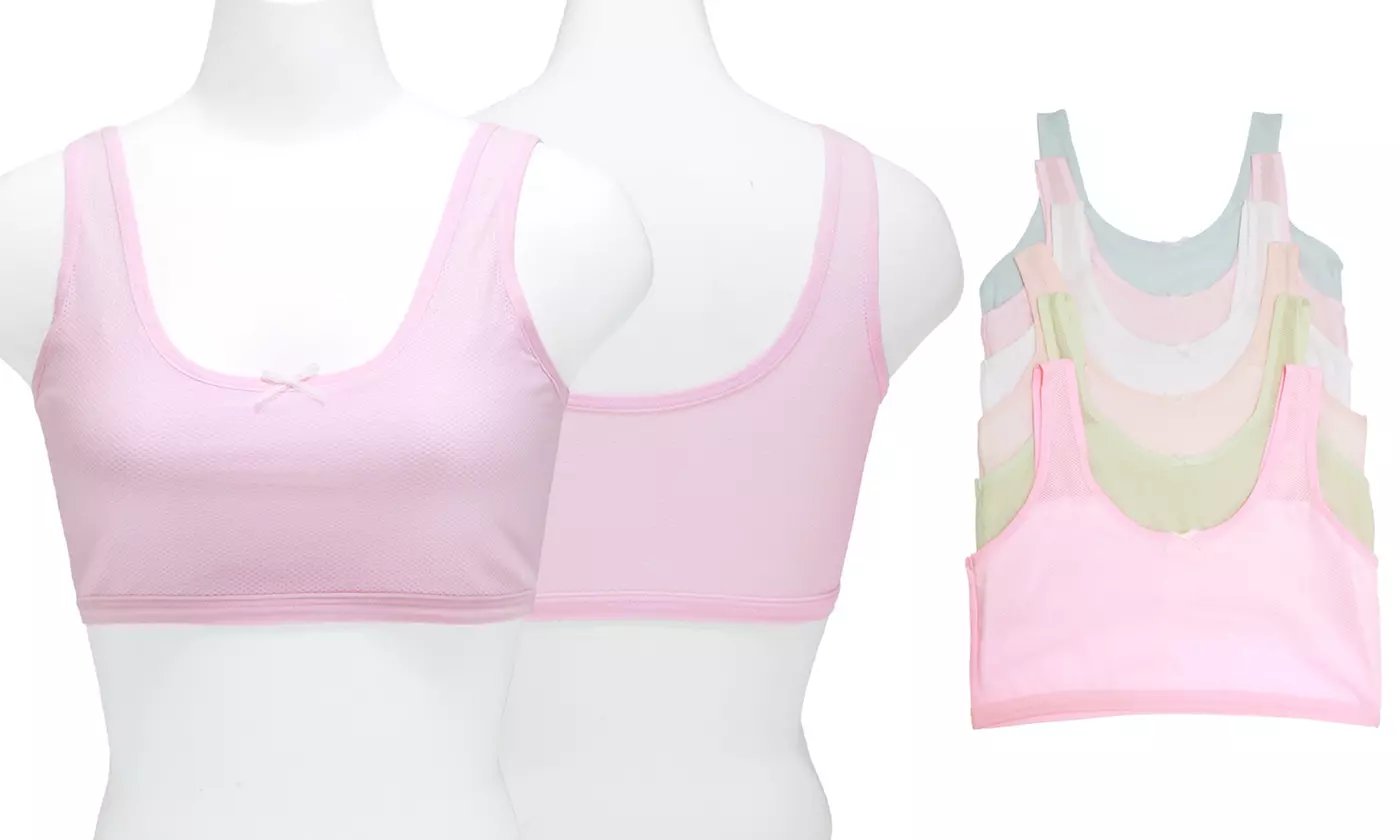 Angelina Girls Wire-Free Lightly Padded Cotton Training Bras (6-Pack) - Primary Image