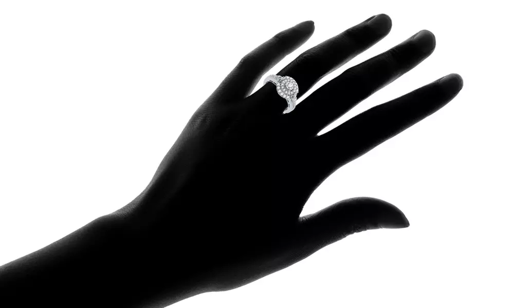 1/2 CTTW Diamond Double Frame Engagement Ring in Sterling Silver By DeCarat - Primary Image