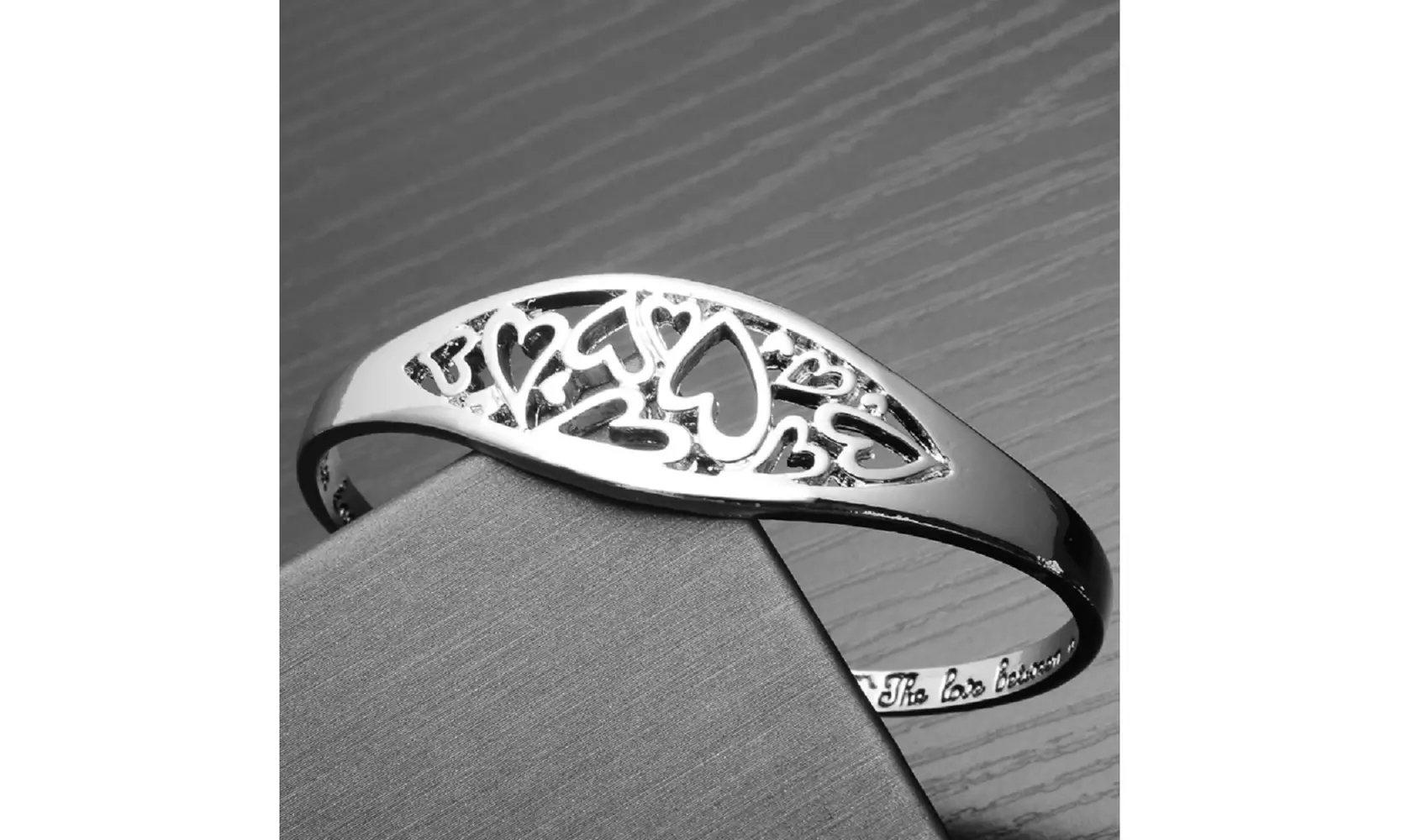 Engraved"The Love Between A Mother & Daughter.." Silver Cuff Bracelet