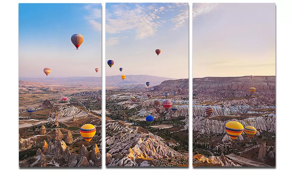 Hot Air Balloon Flying Photography Metal Wall Art 36x28 3 Panels - Primary Image