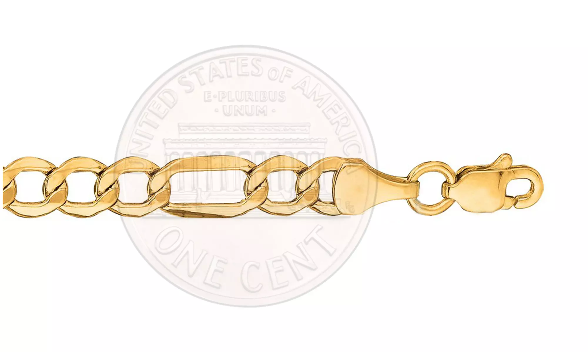 14k Yellow Gold Diamond Cut Solid Figaro Chain - 4.5 mm - Second Medium