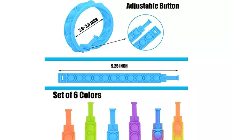 6 Pcs Push Pop Fidget Bracelet Relief Stress Bubble Fidget Toy - Second Medium