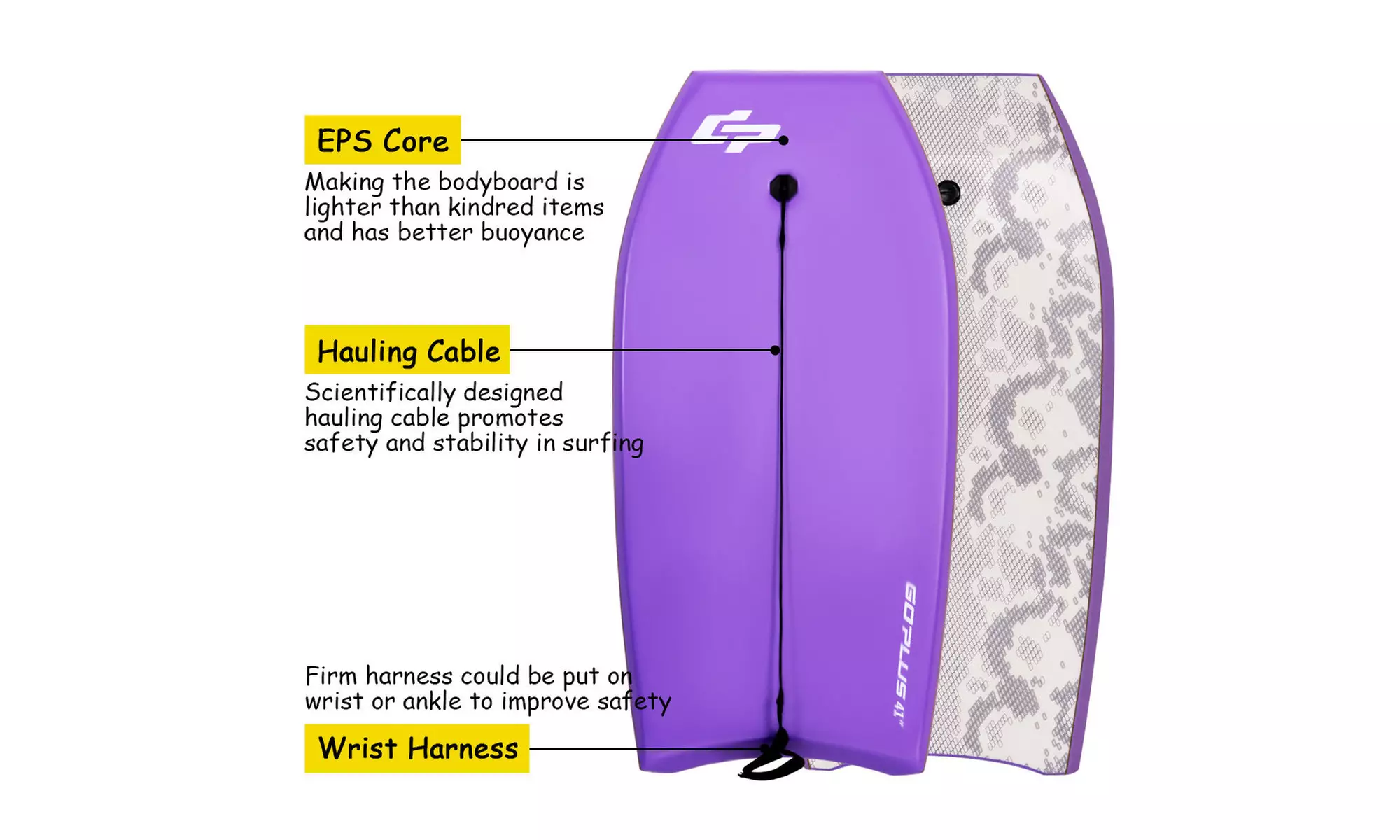 42'' Lightweight Super Bodyboard Surfing W/Leash IXPE Deck EPS Core Boarding