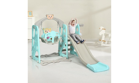 4-in-1 Toddler Climber and Swing Set with Basketball Hoop