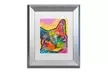 Dean Russo 'Tilt Cat' Matted Silver Framed Art - Second Medium