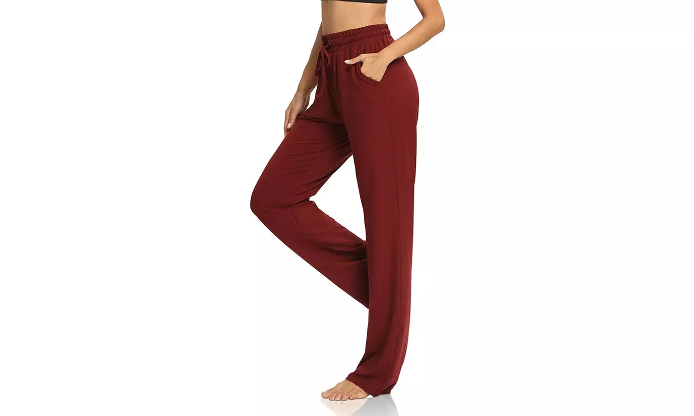 Womens Wide Leg Yoga Sweatpants Lounge Pajamas Pants