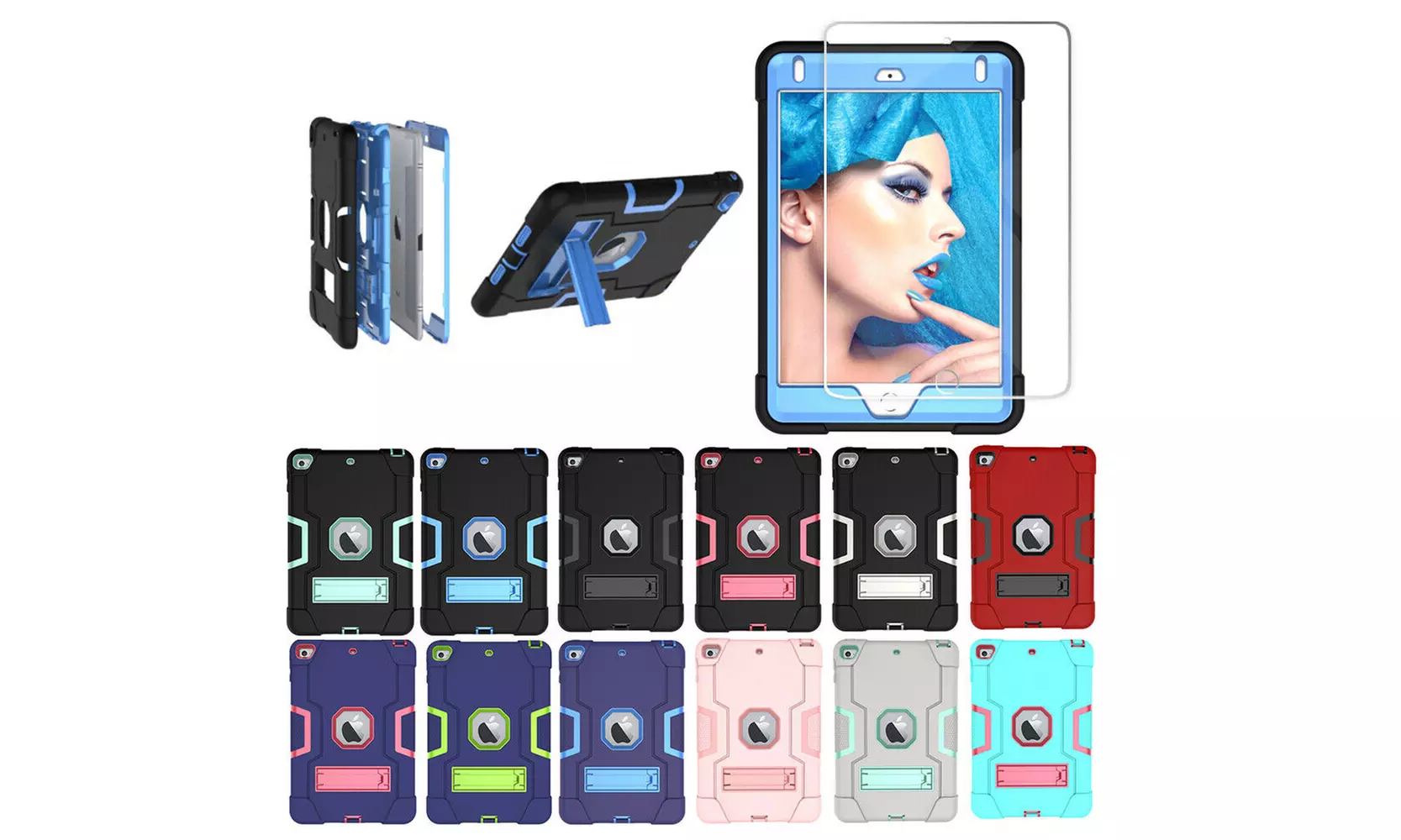 Shockproof Heavy Duty Rubber With Hard Stand Case Cover For iPad Mini 5 Mini 4 - Primary Image