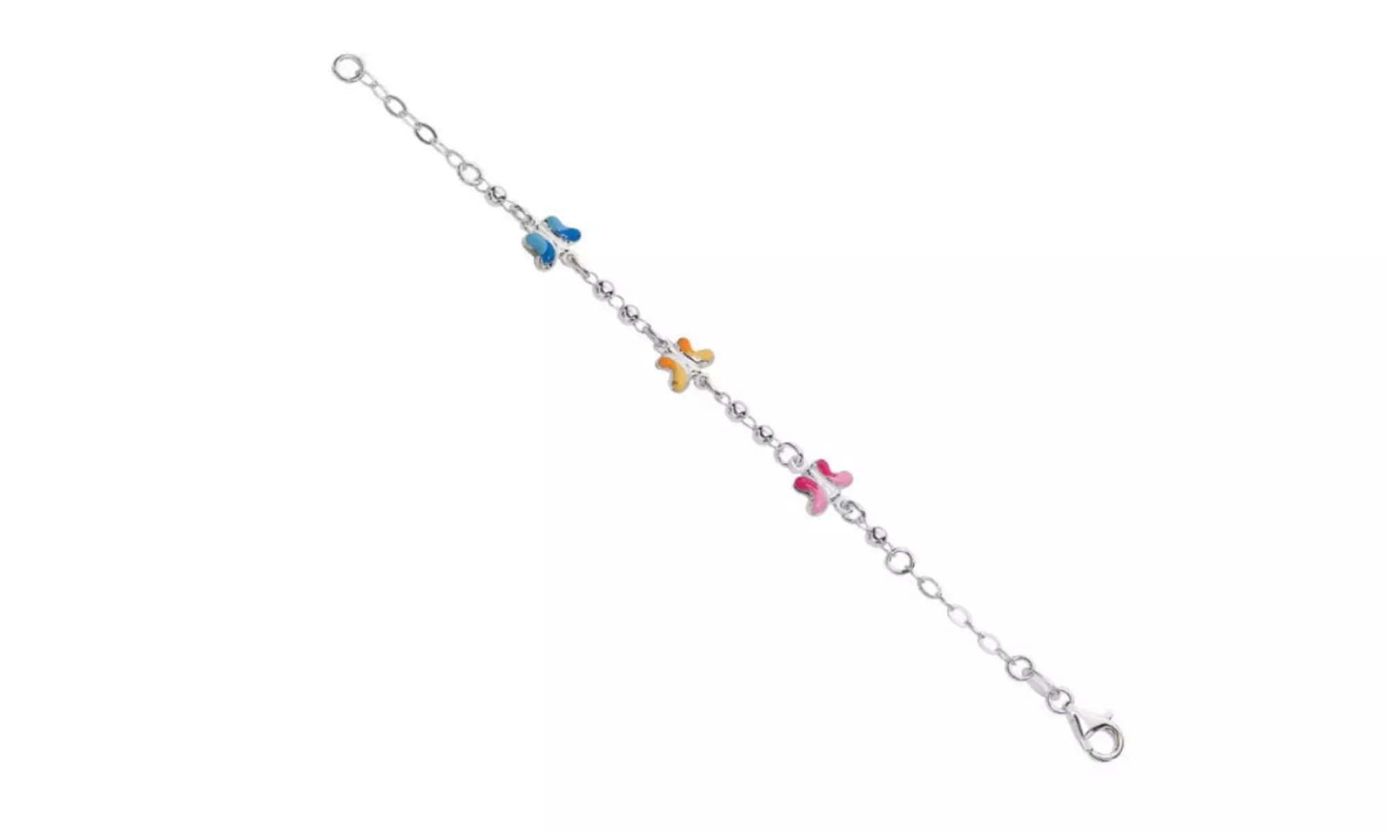 925 Silver with Rhodium Shiny Children Bracelet Charm with Pear Shape Clasp - Second Medium