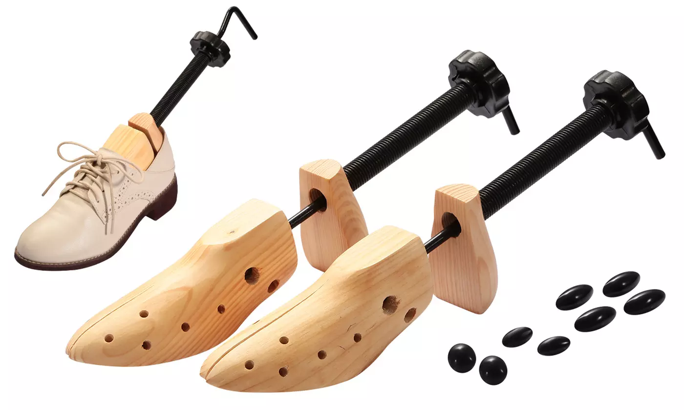 iMounTEK 2-Way Pine Wood Shoe Stretchers w/ Adjustable Length & Width (2-Pack) 