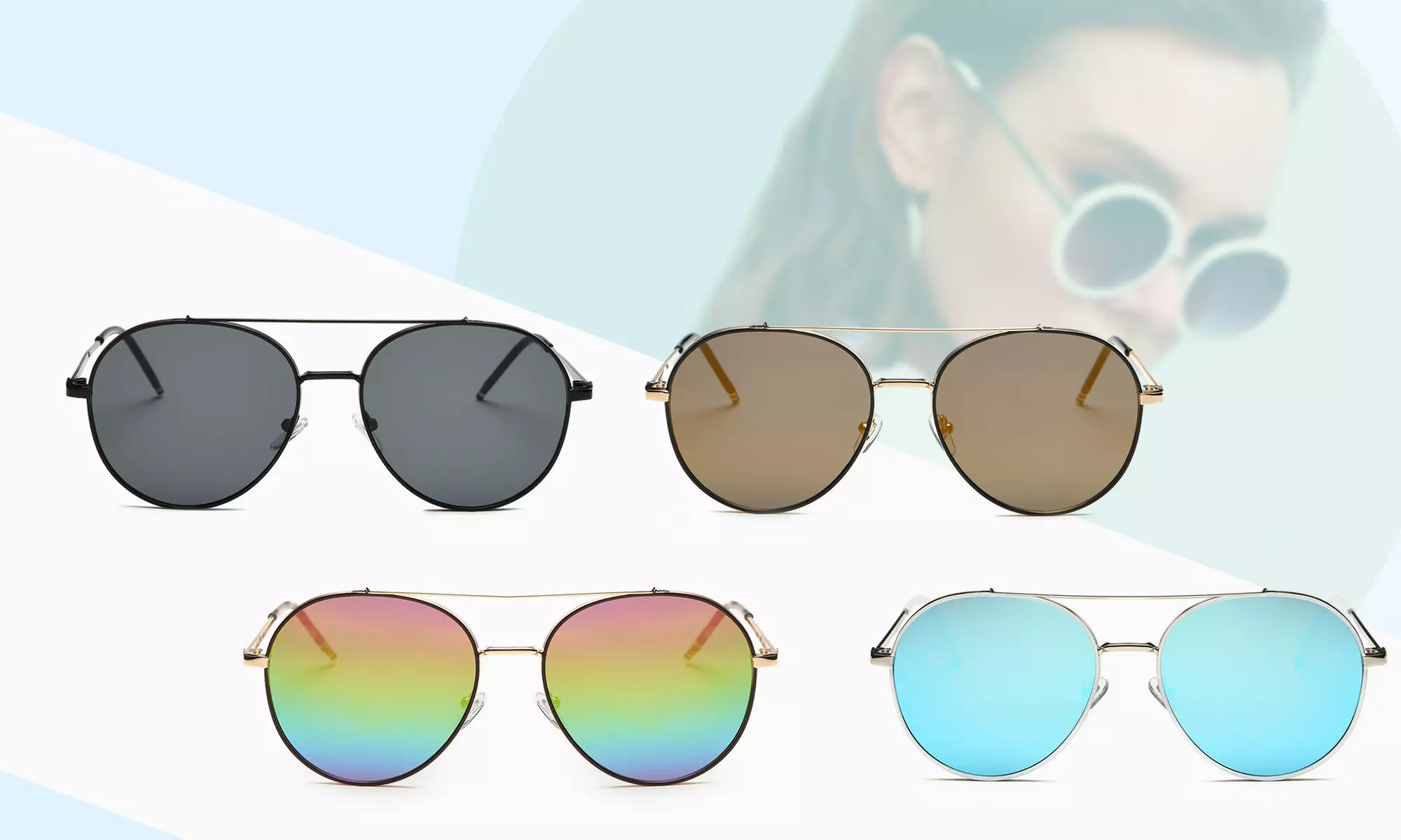 MMK Collection Classic UV Aviator Mirrored Flat Lens Sunglasses Metal Frame - Primary Image