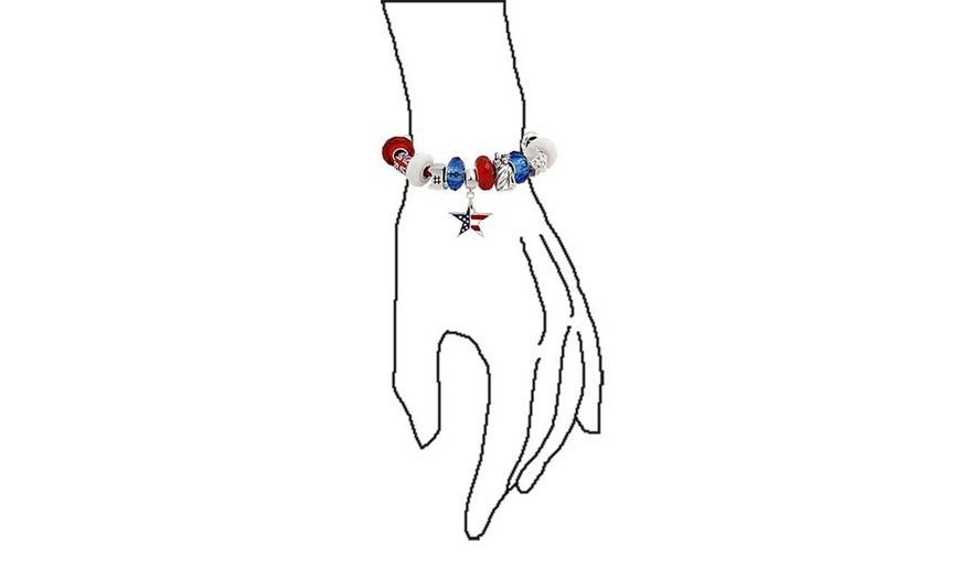 Image 6: 925 Silver Patriotic USA Olympian Charm Bracelet