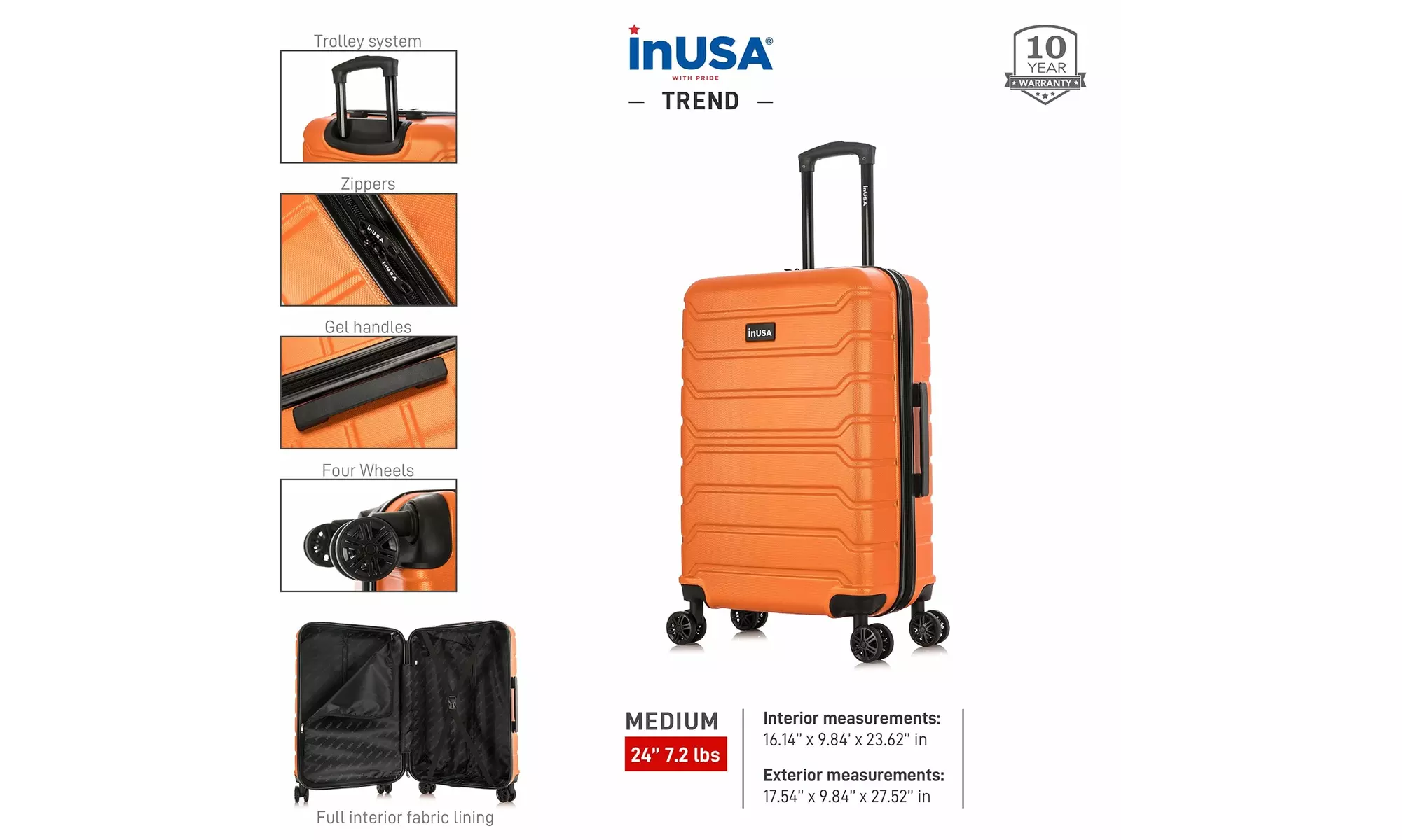 InUSA Trend lightweight hardside spinner luggage 20'', 24", 28" 