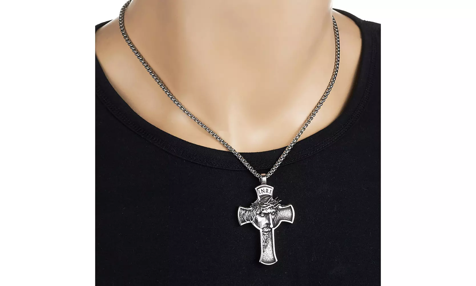 US 1-2 Pack Stainless Steel Necklace Jesus Crucifix Cross Mens Celtic Orthodox