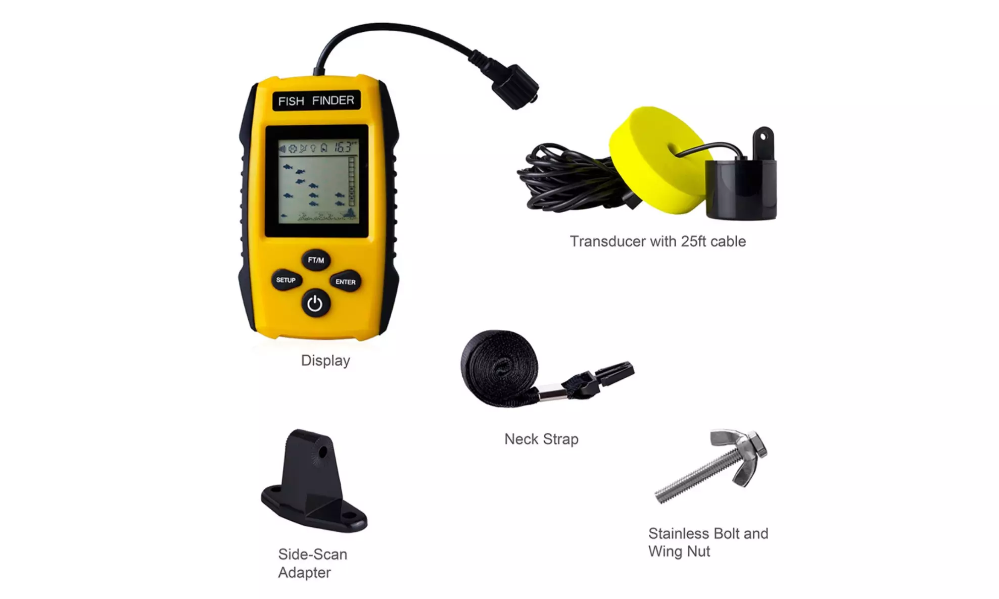 Portable Fish Finder, Fishfinder with Wired Sonar Sensor Transducer  - Second Medium