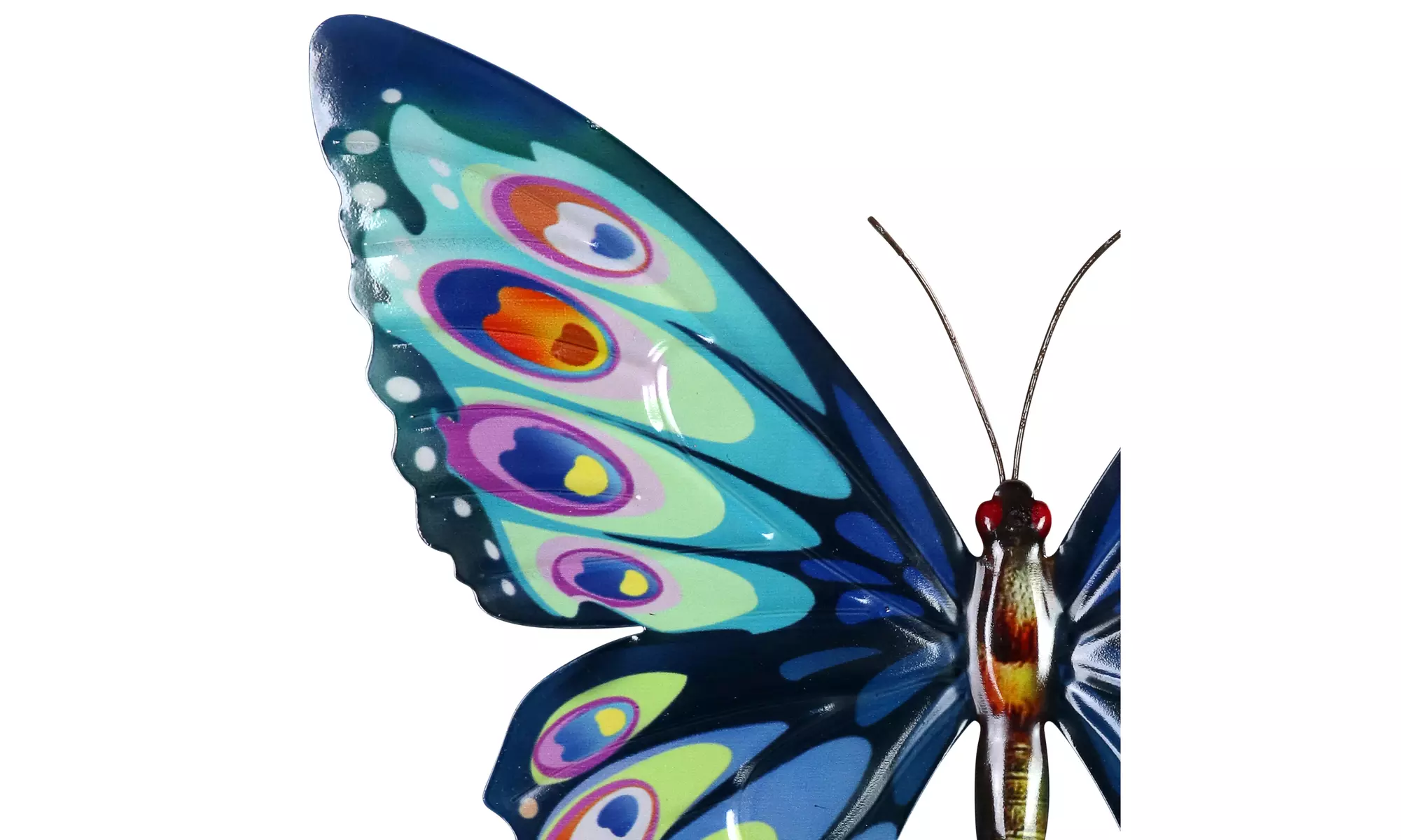 Exhart Metal Colorful Hand Painted Butterfly Wall Art, 14.5 by 13 Inches - Second Medium