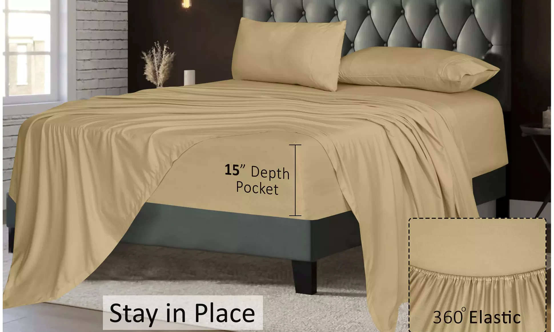Ruvanti 1800 Series 4 Piece Microfiber Bed Sheet Set Soft Deep Pocket Sheet