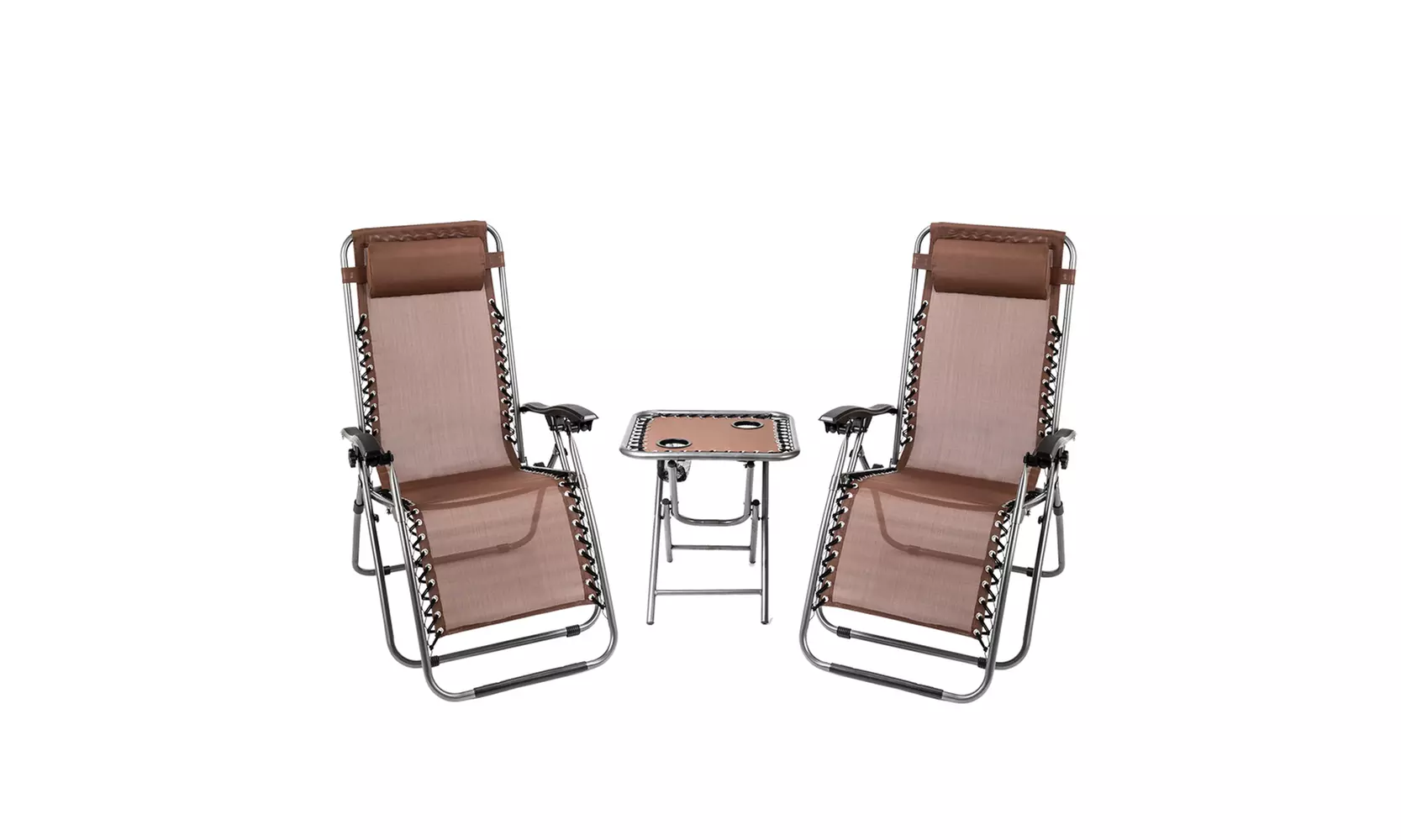 3 PCS Zero Gravity Chair Patio Chaise Lounge Chairs Table Chair Set Recliner - Primary Image