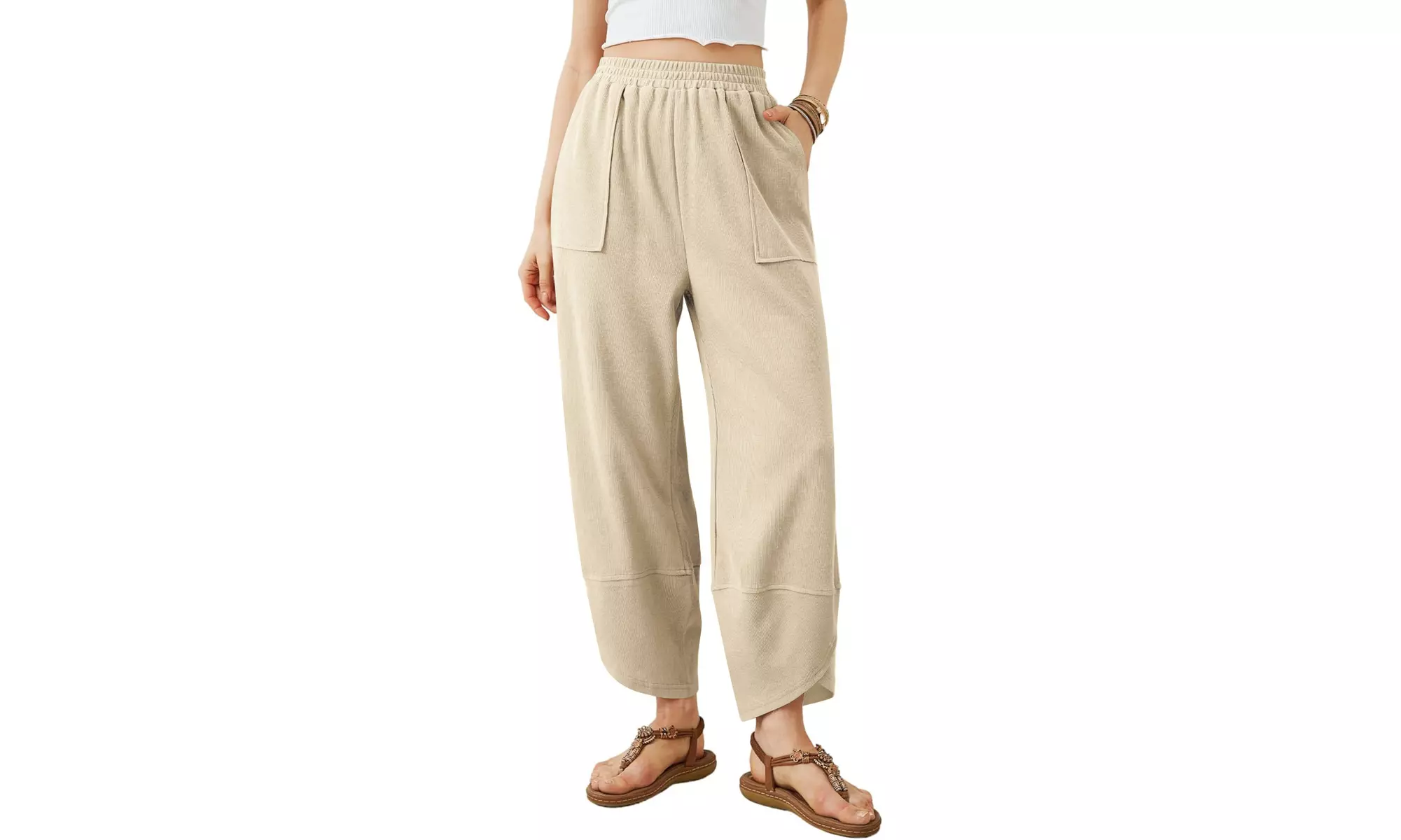 Womens Wide Leg Harem Pants Casual Elastic Waist Comfy Palazzo Baggy Sweatpants