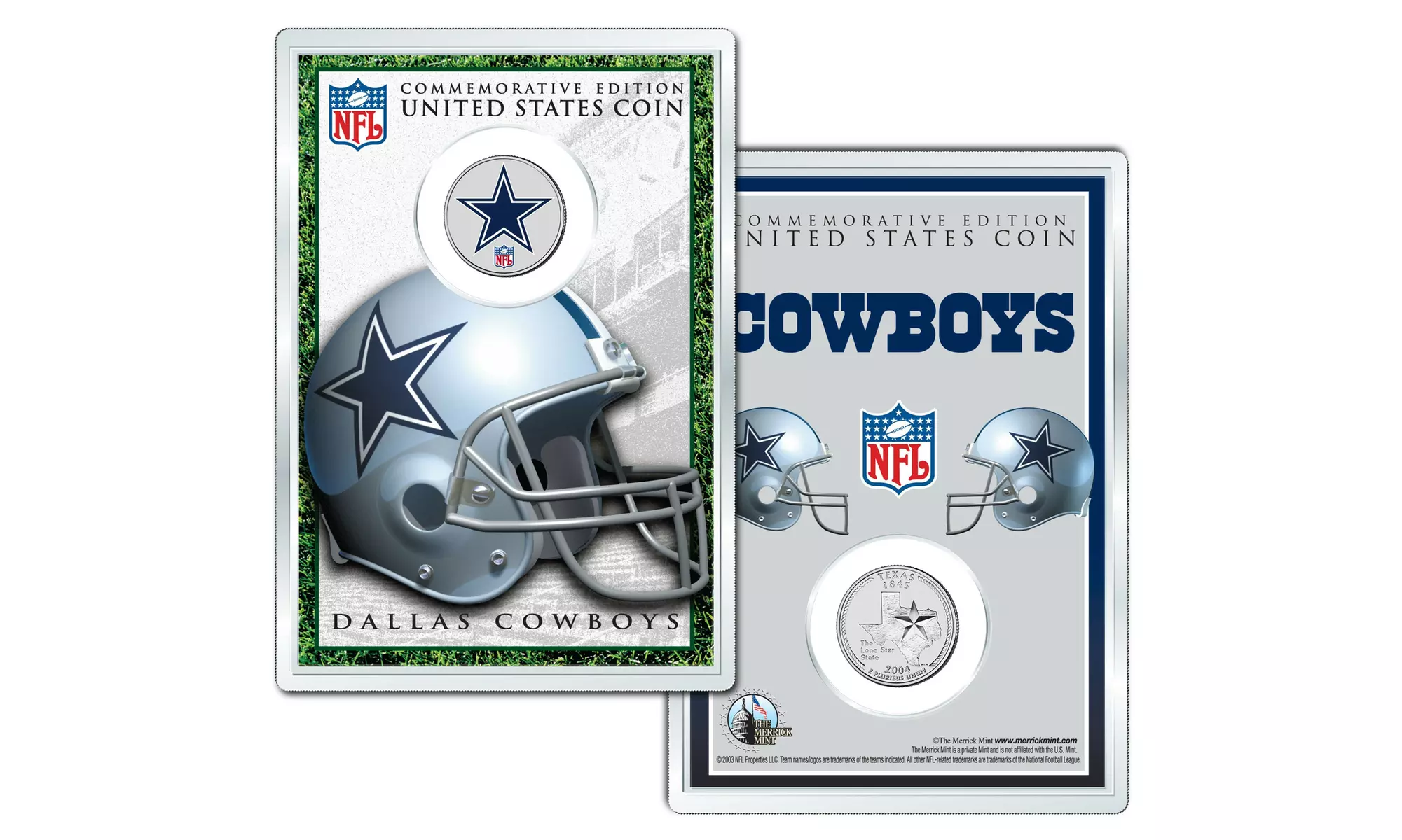Dallas Cowboys NFL STAR LOGO Texas Quarter US Coin w/ 4x6 Lens Display -LICENSED - Primary Image