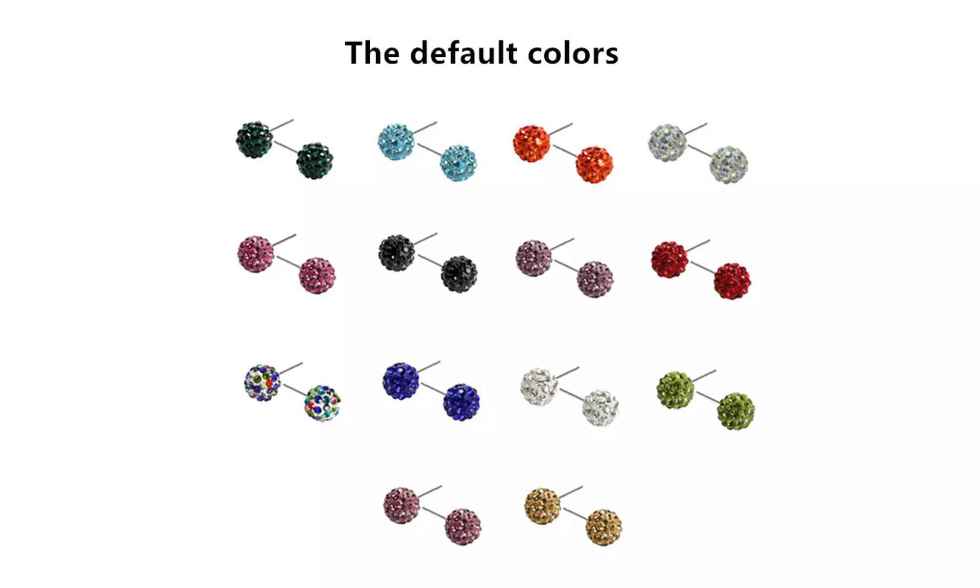 14 Pair Set of Genuine Austrian Crystal Ball Stud Earrings - Second Medium