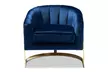 Tomasso Glam Royal Blue Velvet Fabric Upholstered Gold-Finished Lounge Chair - Second Medium