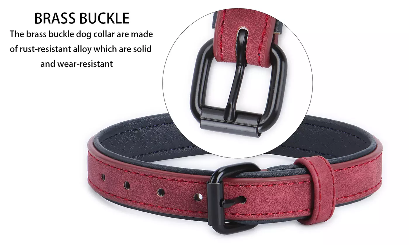 Adjustable Soft Leather Pet Dog Collar for Small Medium Large Dogs