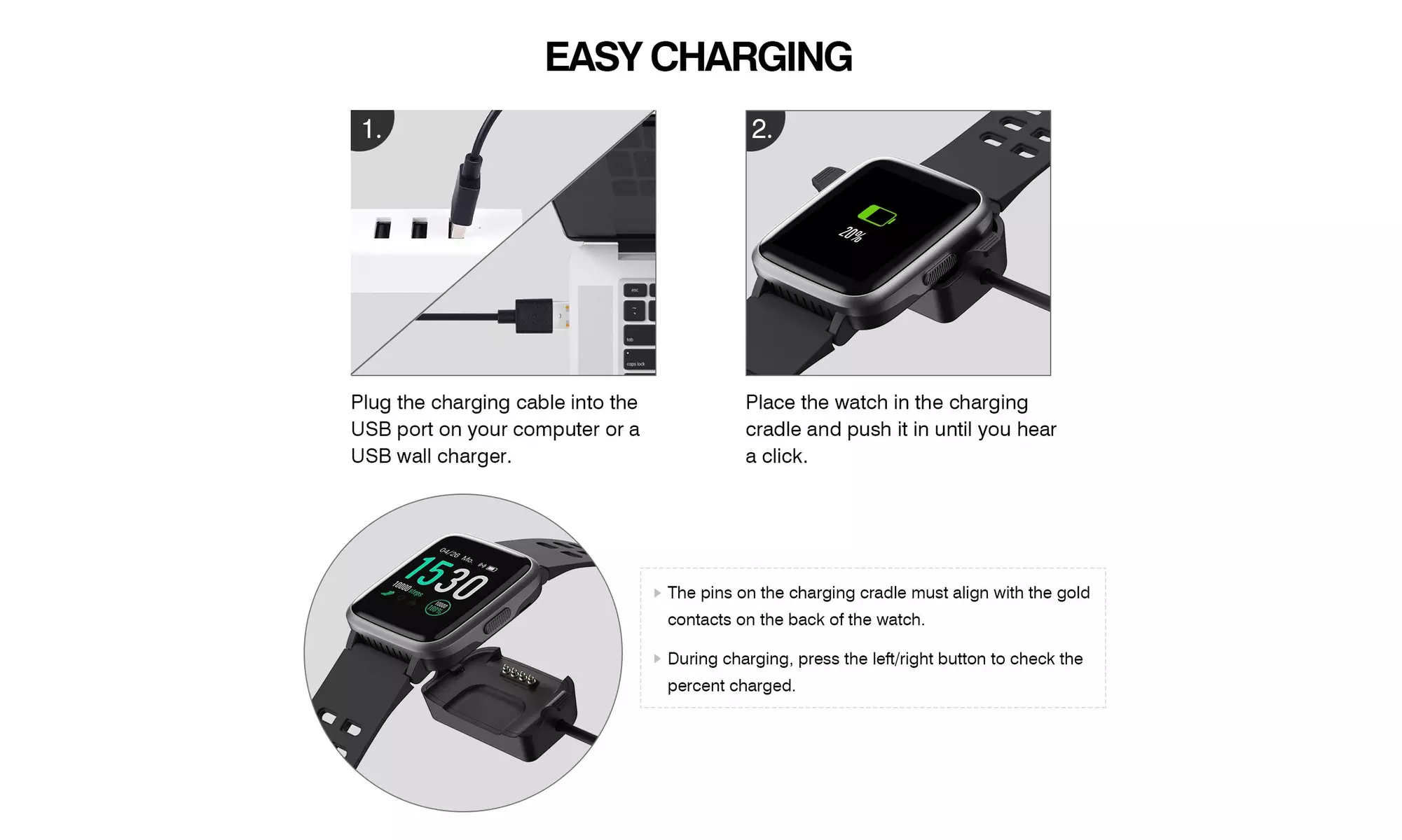 Letsfit smart watch, fitness tracker with 1.3 inch touch screen - Second Medium