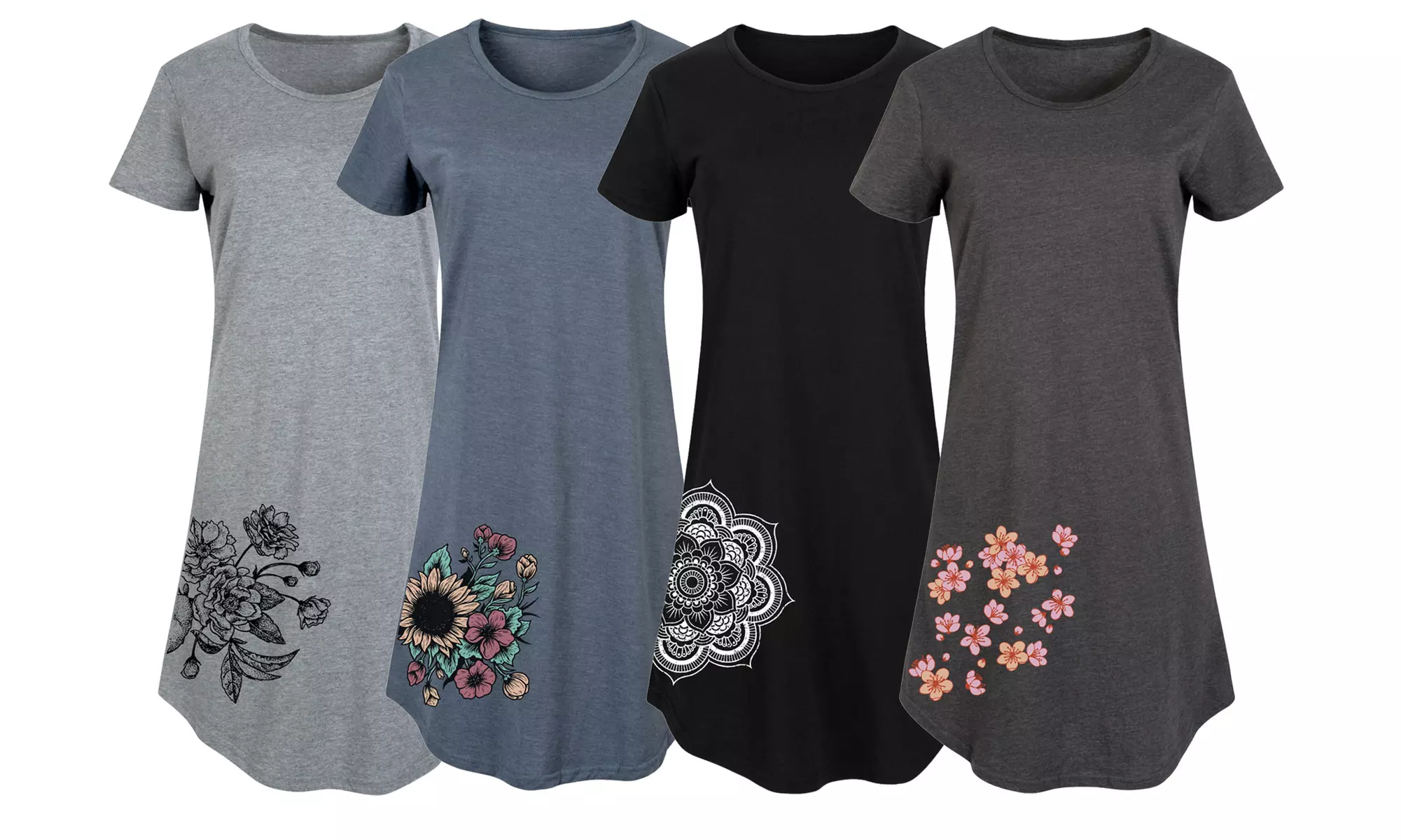 Instant Message Women's Sweet Floral Spring Tshirt Dresses Also in Plus Sizes - Primary Image