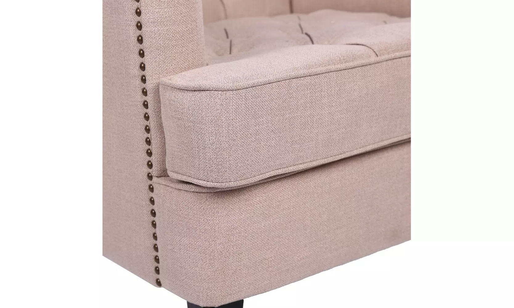 Classical Chaise Accent Chair Sofa Linen Fabric Upholstered Living Room Beige - Second Medium