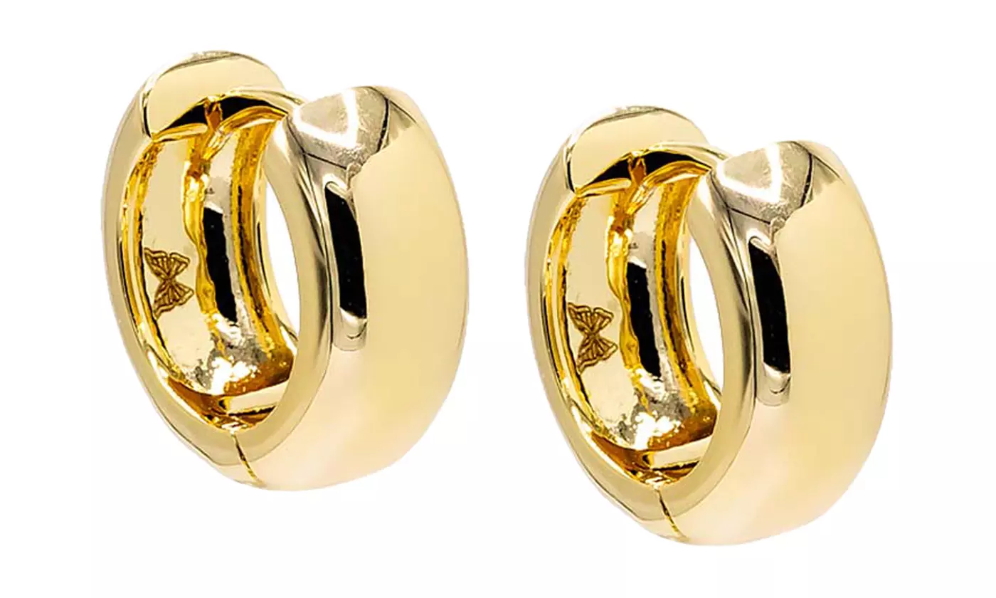14K Gold Plated Wide Rounded Hollow Hoop Earring