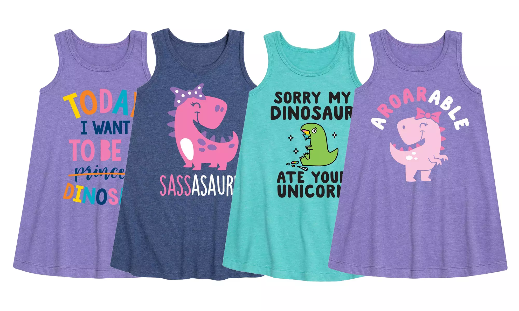 Toddler and Youth Girl's Sassasaurus Dinosaur Dresses - Primary Image