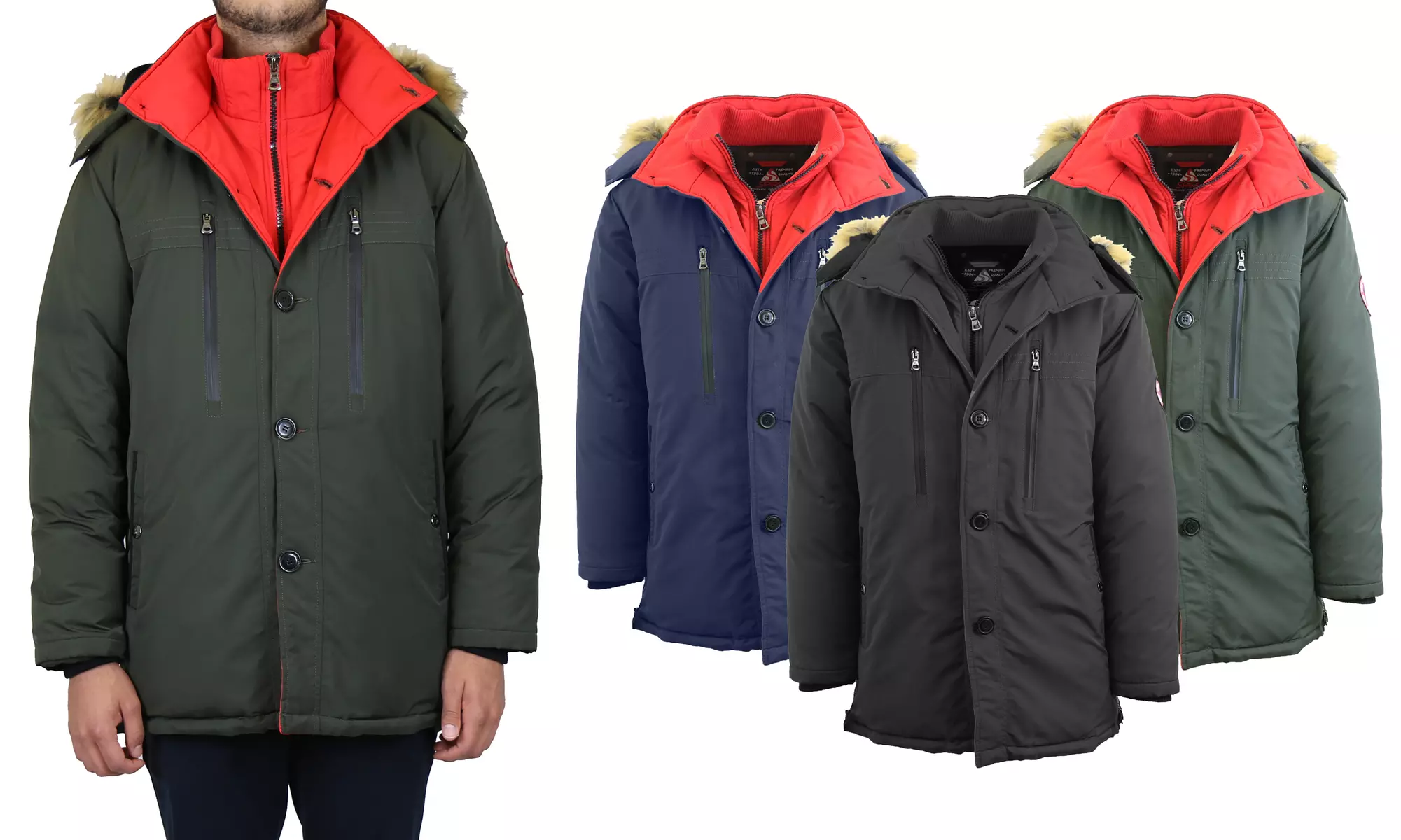 Men's Heavyweight Double Layered Parka With Fleece-Lined Hood (Sizes, S to 3XL) - Primary Image
