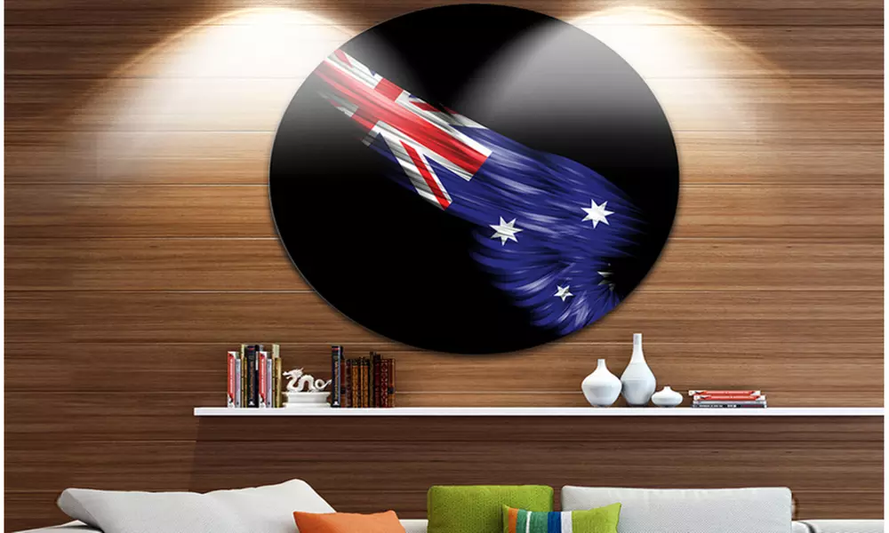 Wing with Australian Flag' Large Contemporary Circle Metal Wall Arts - Primary Image
