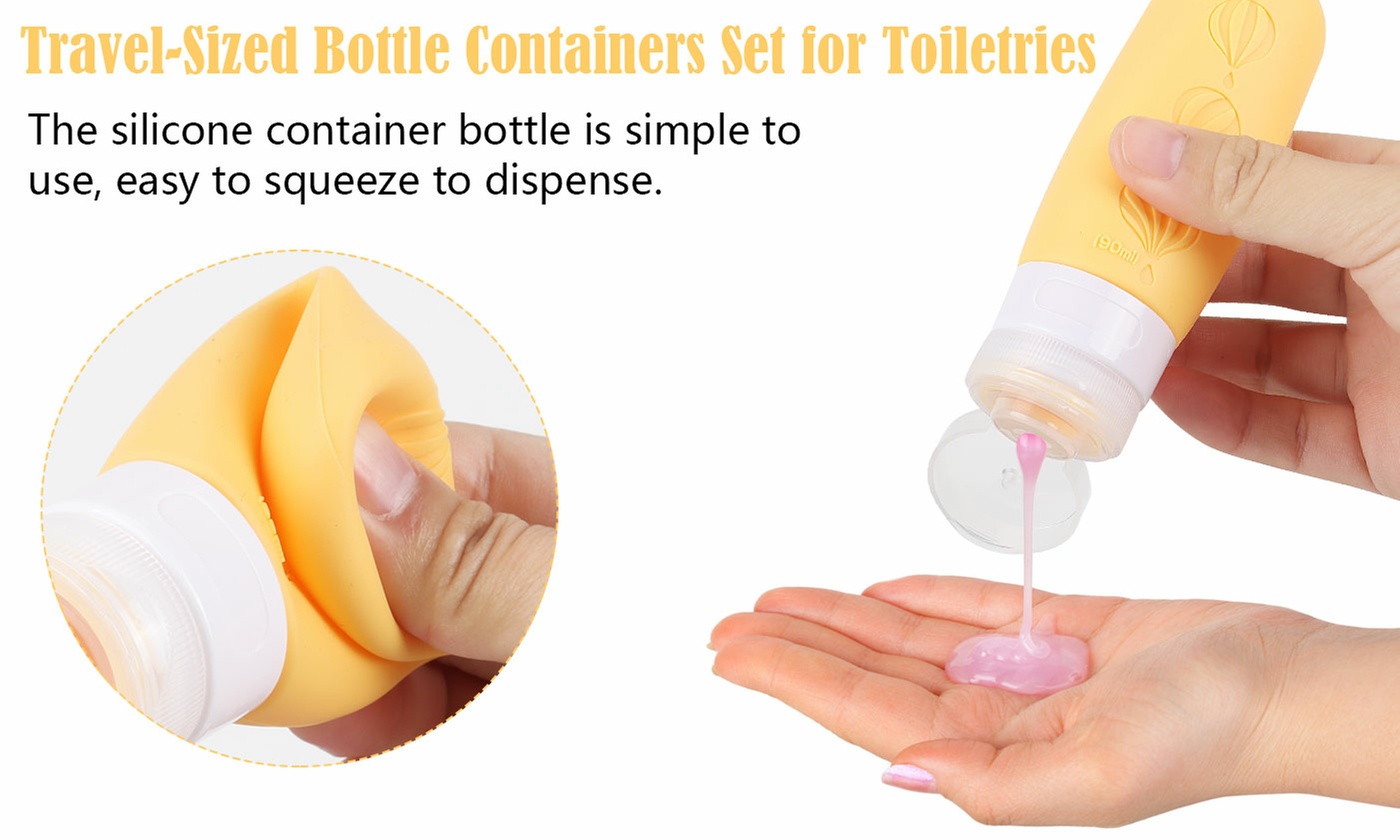Leak Proof Squeezable Silicone Travel Bottles Kit for Toiletries