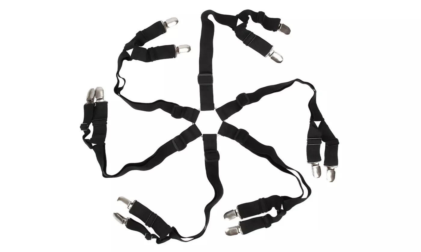 Bed Suspender Straps Mattress Fastener 6 Sides Holder Grippers Sheet Clips 