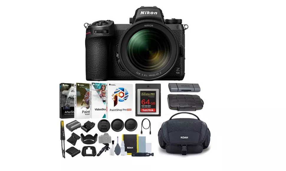 Nikon Z6II with 24-70, 64GB CFexpress, Shoulder Bag, Software , Accessory Bundle - Primary Image