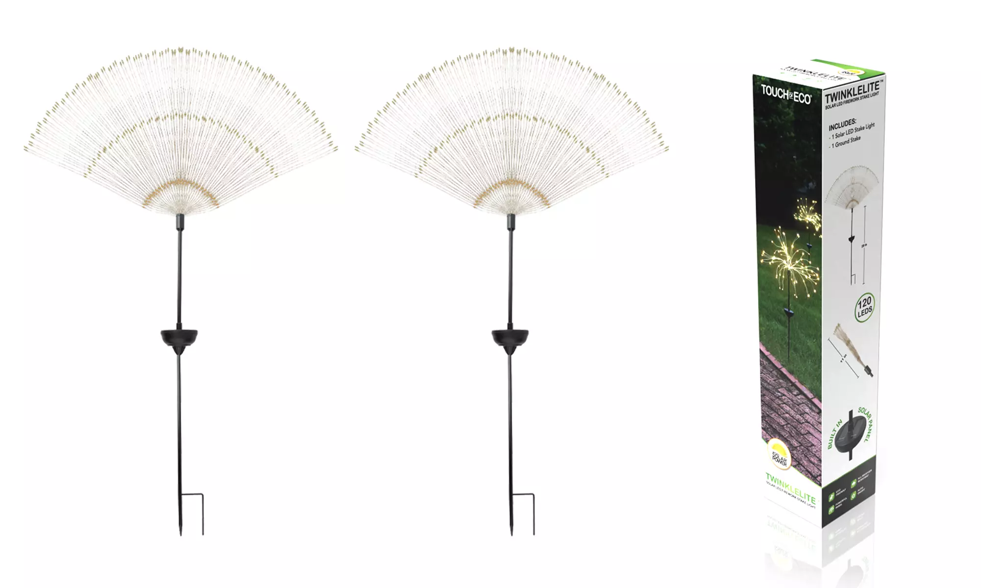 Up to Three-Pack Touch Of ECO Solar LED Sparkler-Design Outdoor Stake Light
