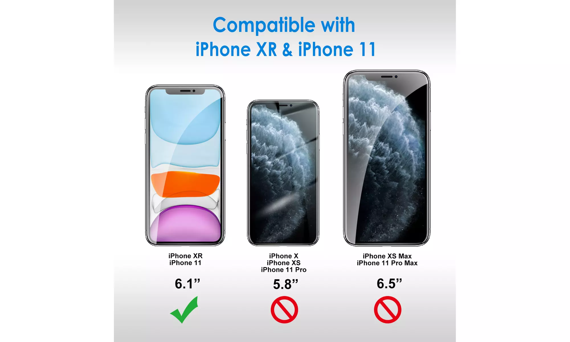 Screen Protector for iPhone X/XR/XS/XS Max, 11/12/13, Mini, Pro, Pro Max, 3-Pack