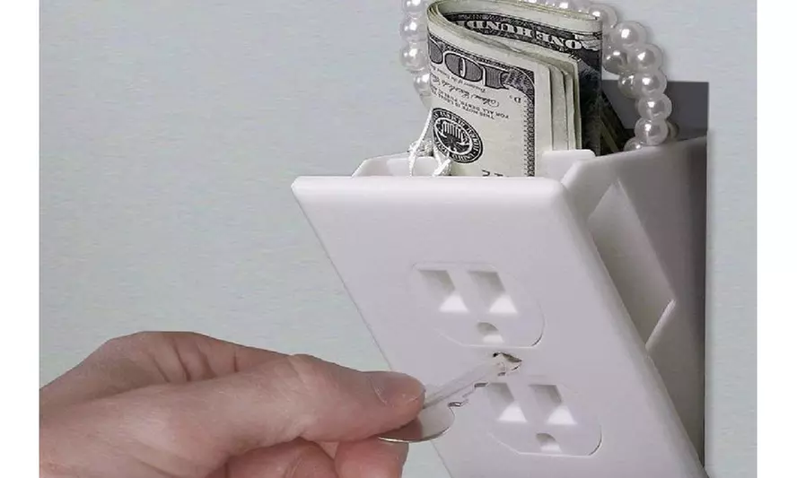 Home Office Security Electrical Outlet Hidden Wall Safe Keys Vault Valuable - Second Medium