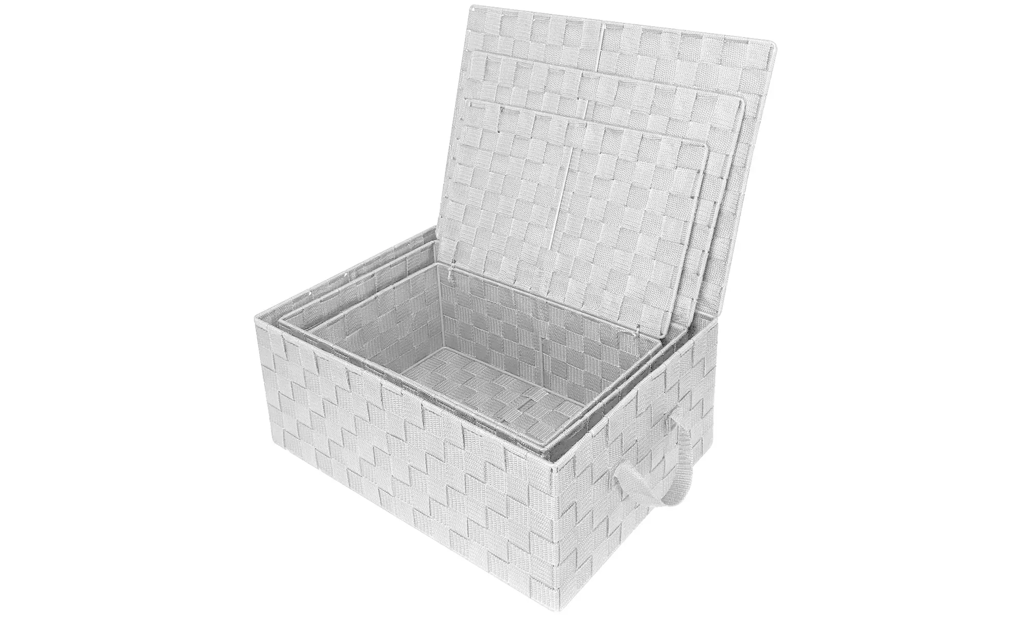 3-Pack Storage Box w/ Lid for Closet & Shelves - Woven Fabric Basket Organizer